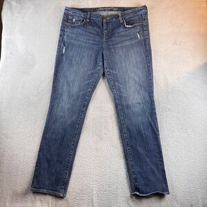 American Eagle Skinny 77 Jeans Womens 18 Long Blue Medium Wash Distressed